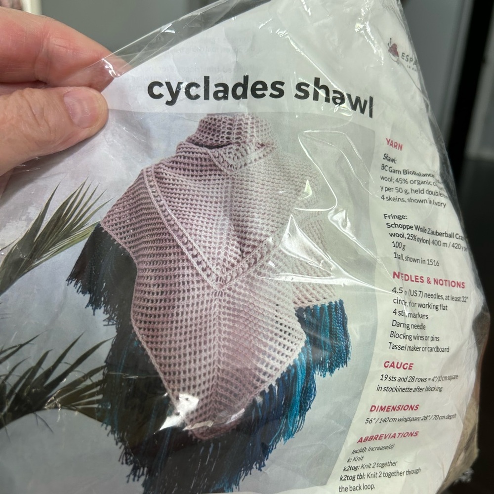 Shawl knit kit.  Cyclades Shawl.   Unopened